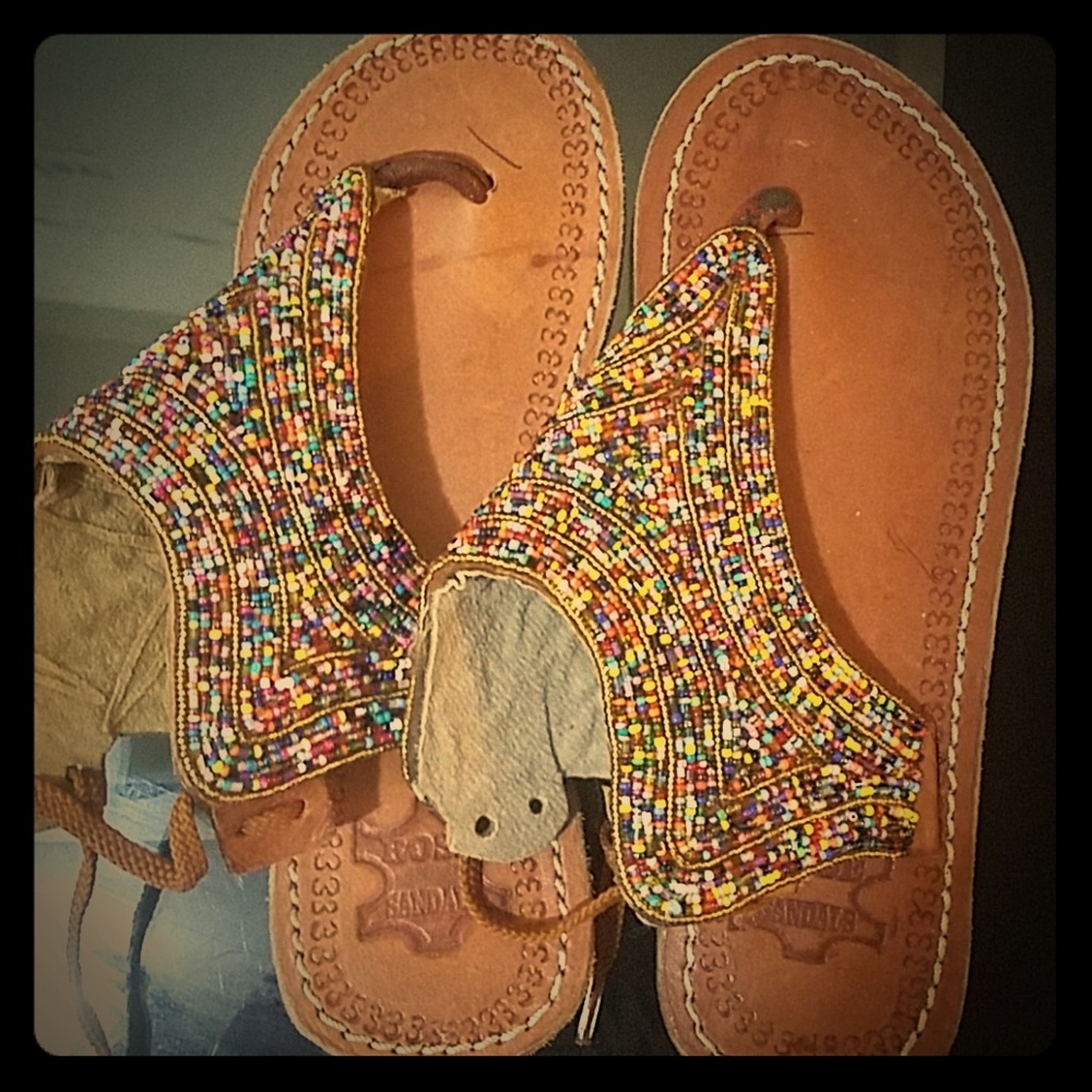 Hand made beaded sandals